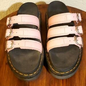 Dr.Martens - Womens Blaire Pink Strappy Sandals Platforms 3 Strap Airwair Sz.7